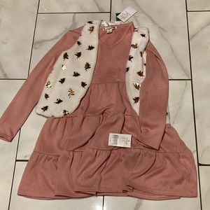 Knitworks pink dress with white vest